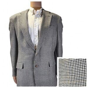 Vintage Tommy Hilfiger Houndstooth Blazer Sport Coat Jacket Mens 42L Made in USA